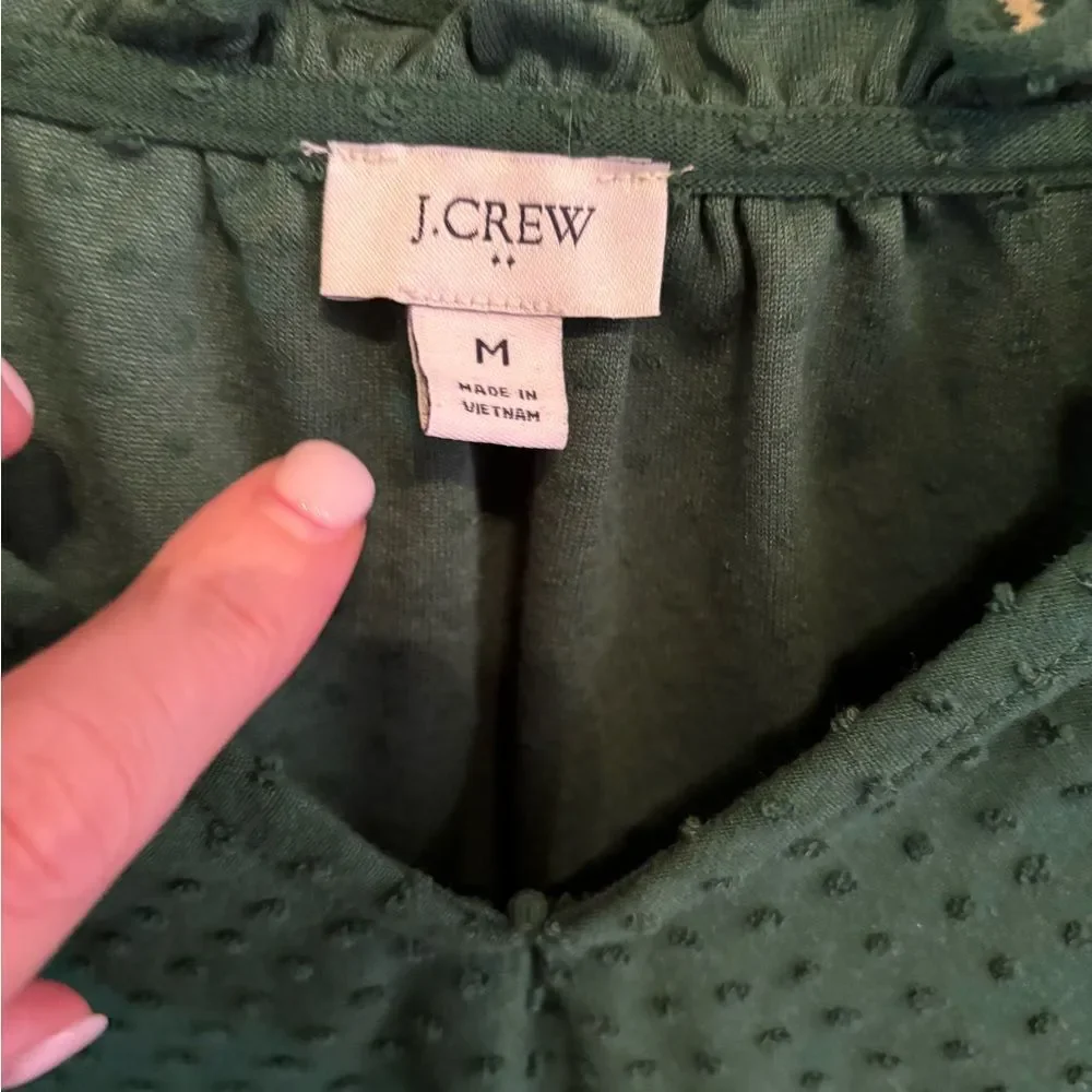 J. Crew Emerald Ruffle Sleeve Blouse
